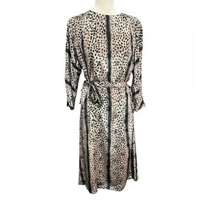 Vintage Jo Hanna York Brown and Black Animal Print women's Dress Size 14 w Belt